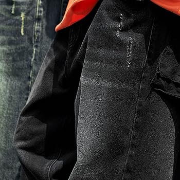 Mens Loose Fit Hip Hop Jeans Straight Retro Relaxed Fit
